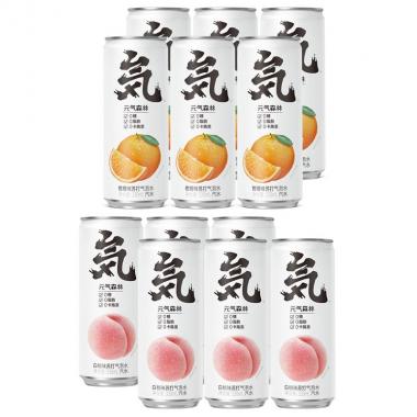 元气森林 苏打气泡水无糖饮料白桃味+柑橙味 330mL各6罐